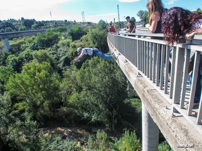 Bridge Swinging in Sant Sadurní d'Anoia near Barcelona Bridge Swinging in Sant Sadurní d'Anoia near Barcelona